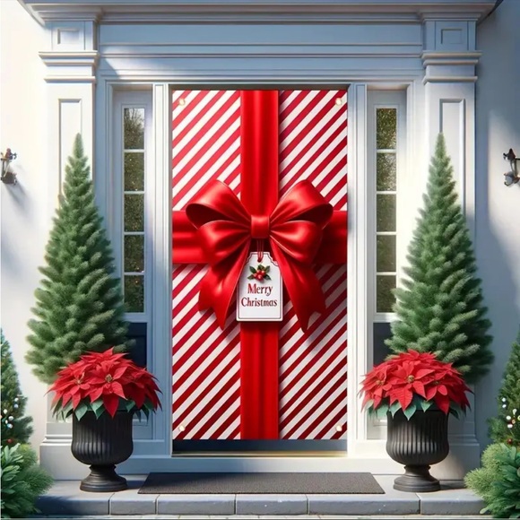 2D Door Banner - Durable Festive Red and Green Ribbon Christmas Door Banner 2D - Picture 2 of 6
